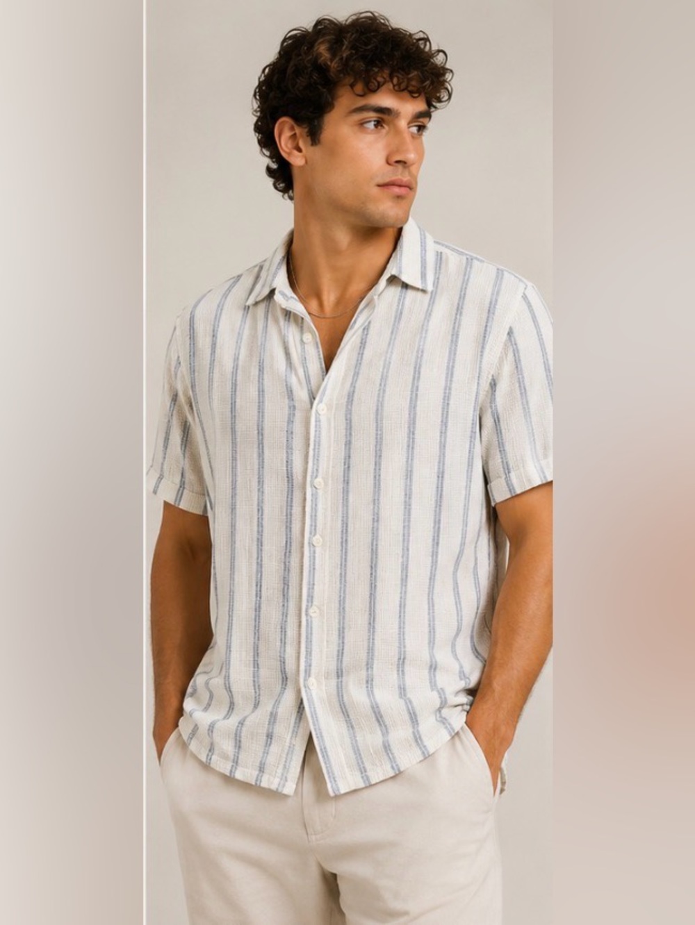 The Vacation Shirt Blue White Striped Short Sleeve Button Up S Coastal